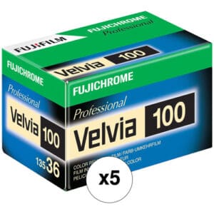 FUJIFILM Fujichrome Velvia 100 Professional RVP 100 Color Transparency Film (35mm Roll Film, 36 Exposures, 5 Pack)
