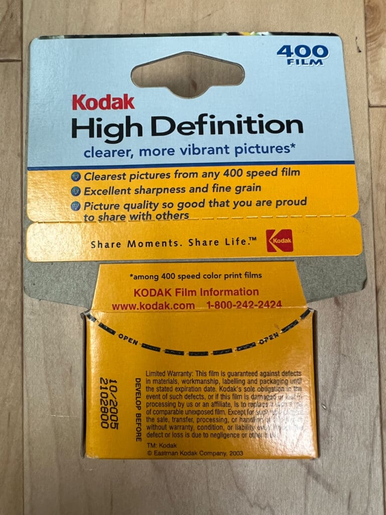 Kodak High Definition 135-24 400 Color Negative (Print) Film (ISO-400)